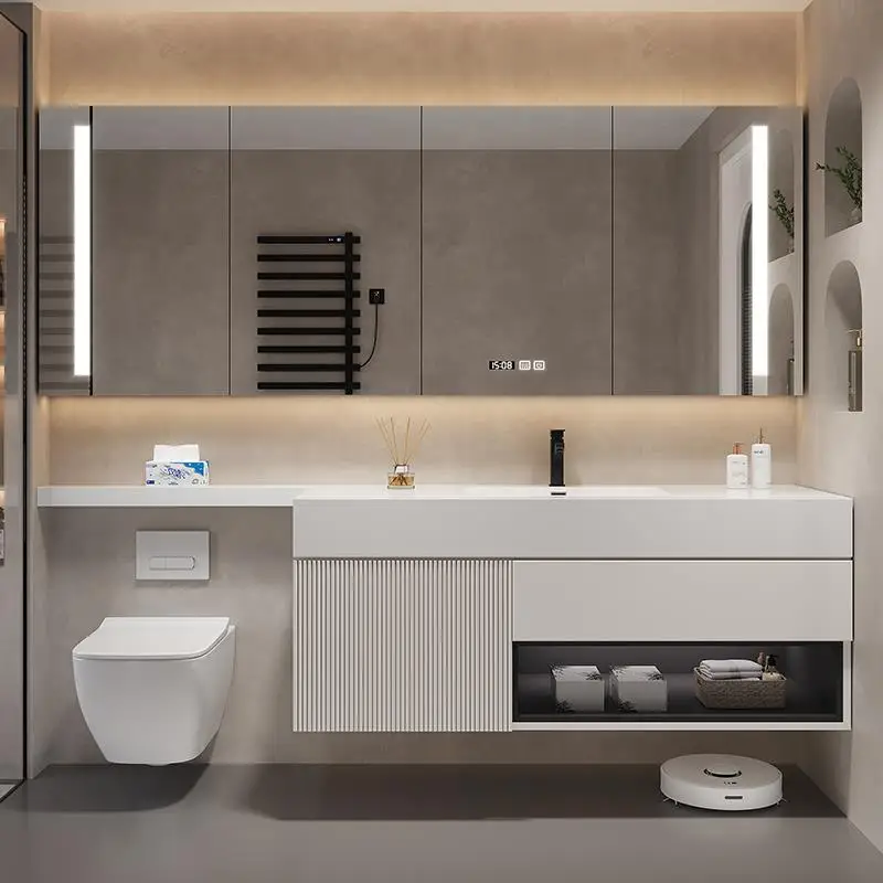 Inodoro estilo crema, juego de baño extendido, combinación de mueble de baño, lavabo, inodoro, lavado de manos y lavado de cara - imagen 3