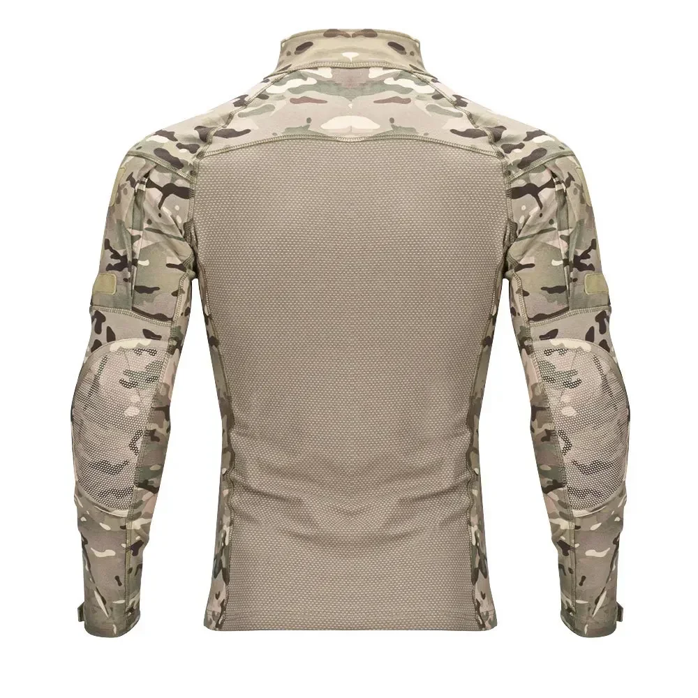 Camisas tácticas para hombre, camisa de combate de manga larga, camisetas de camuflaje de algodón Ripstop con cremallera 1/4, ropa de caza a prueba de viento - imagen 4
