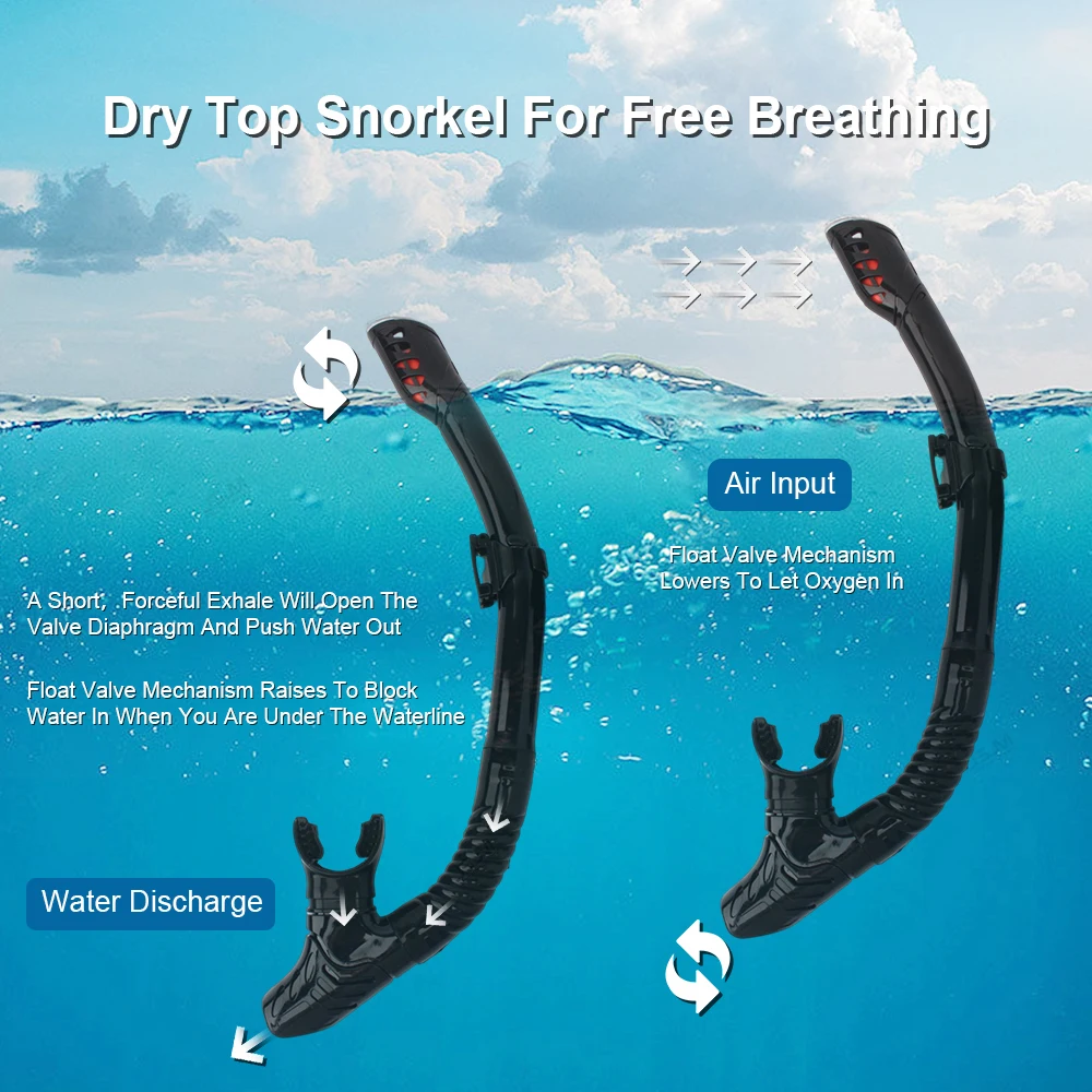 Tubo de snorkel seco multiestilo para adultos, fácil aliento, tubo de snorkel para buceo, snorkel de silicona, natación, snorkel, tubo de respiración - imagen 3