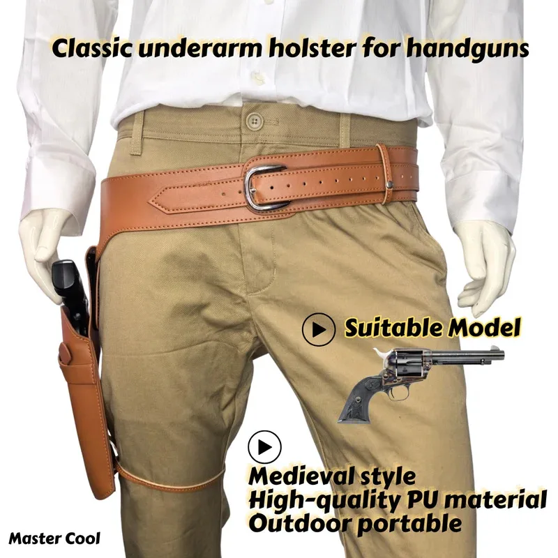 Funda para revólver de un solo barril occidental, funda para cinturón de revólver corto y largo, bolsa para revistas, accesorio táctico