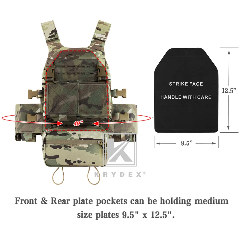 KRYDEX-Chaleco portador de placa lisa de baja visibilidad para caza, faja elástica, Micro lucha MK3, chasis de Panel frontal, bolsa magnética - imagen 5