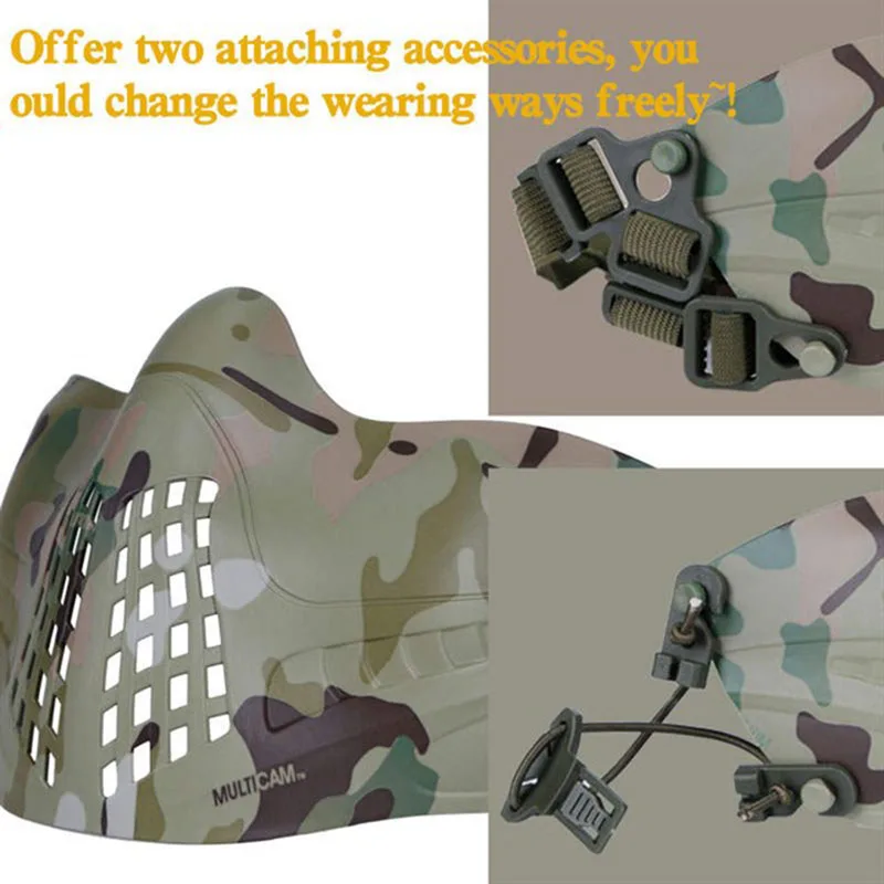 Máscara de media cara de piloto táctico, casco rápido, máscara de protección facial multifunción para Paintball, accesorios de caza MA-38 - imagen 4