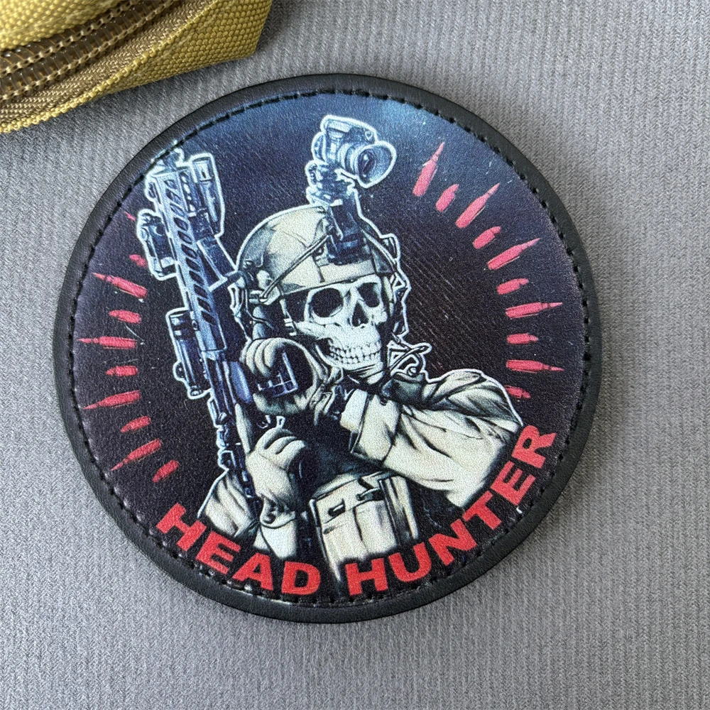 Parches tácticos de moral de esqueleto "Russian Roger", cazador de cabeza, parche de gancho y bucle impreso de PU, insignia de Chevron militar, pegatinas para mochila - imagen 4