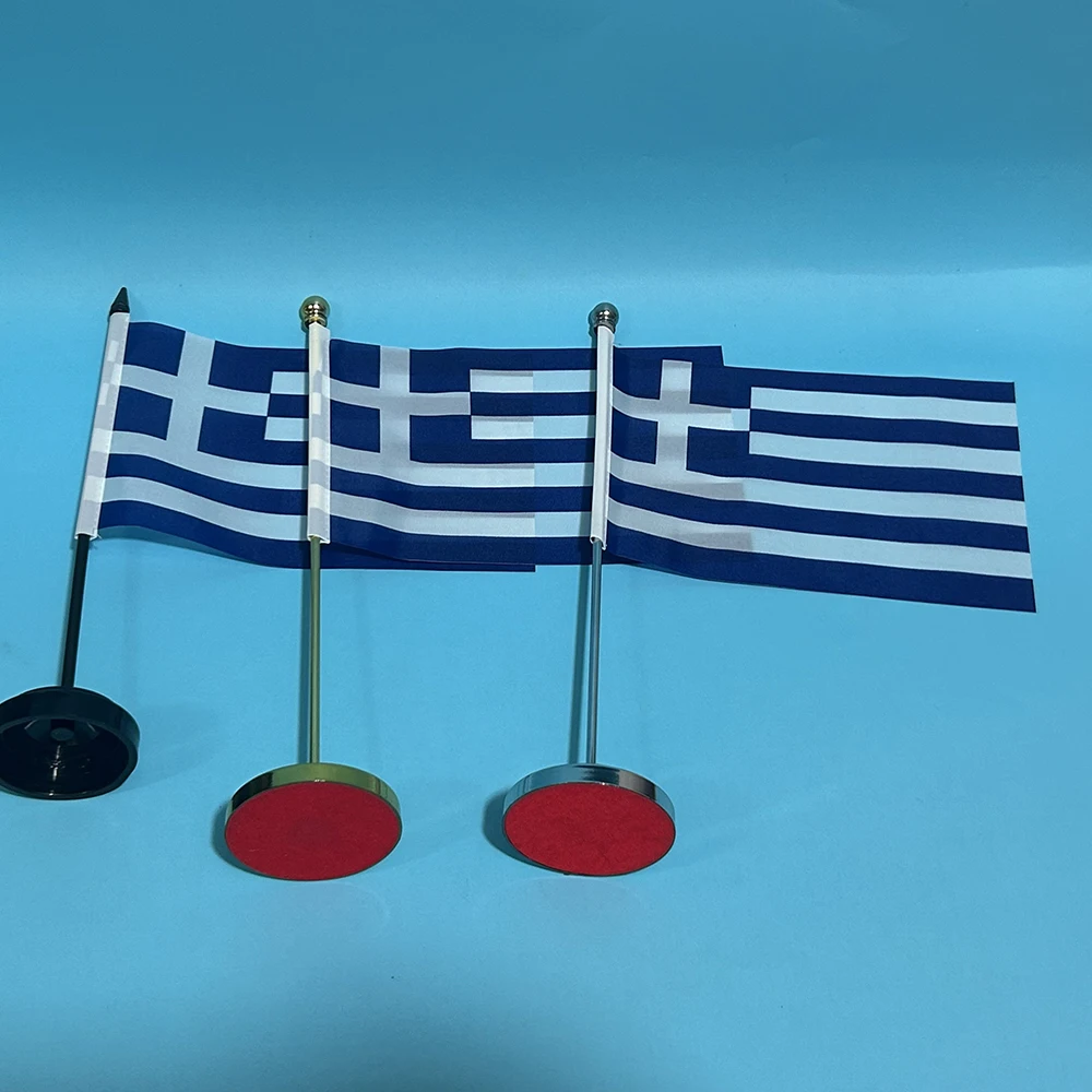 BANDERA DE SKY, bandera de escritorio de oficina, bandera de Grecia, 14x21cm, bandera de mesa de poliéster, bandera nacional griega, adornos de escritorio, banderas - imagen 2