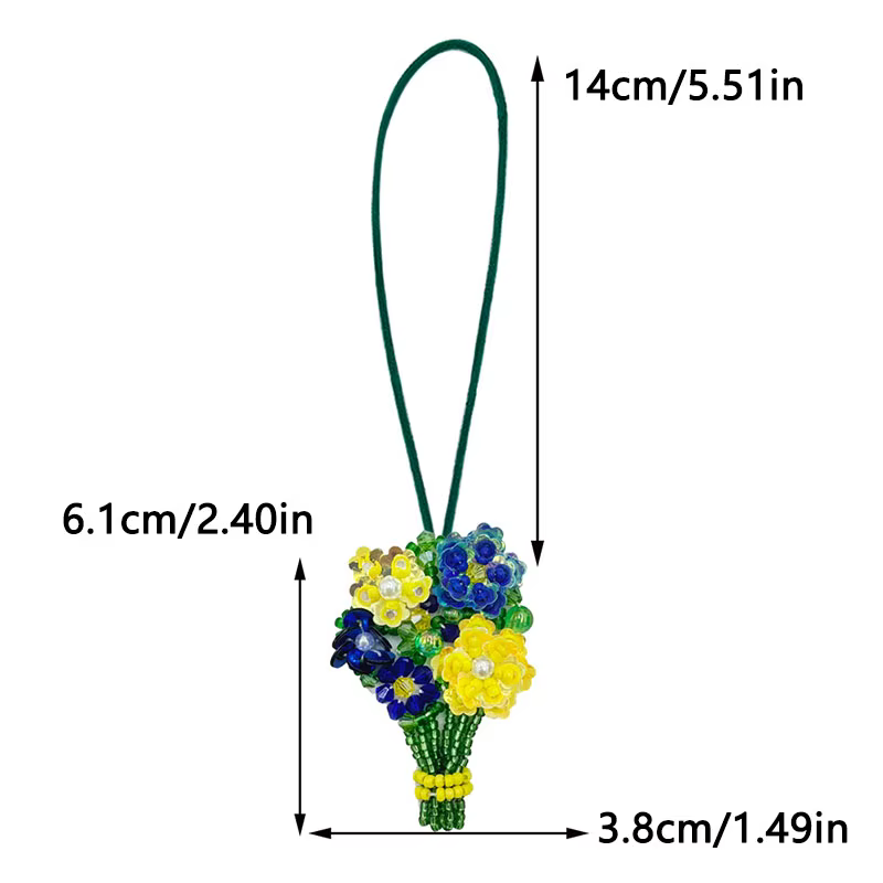 Parche colgante con cuentas y flores hortensia – Llavero bohemio para bolso - imagen 5
