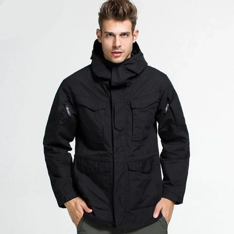 Ropa táctica para hombre, chaqueta de campo de caza a prueba de viento, abrigos con capucha, abrigo Masculino, cortavientos para hombre, Otoño Invierno - imagen 4