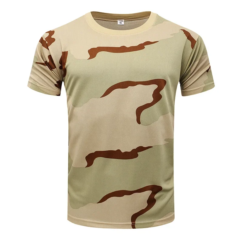 Camiseta de camuflaje 3D para hombre, ropa informal a la moda para actividades al aire libre, cuello redondo, manga corta, camisetas deportivas para exteriores de gran tamaño para verano y calle - imagen 3