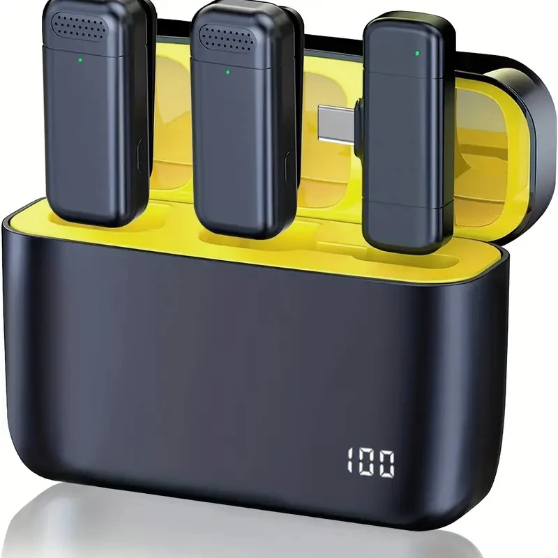 Micrófono Lavalier inalámbrico 2 en 1 con estuche de carga para iPhone iPad tipo C, micrófono con clip para grabación de vídeo entrevistas - imagen 2