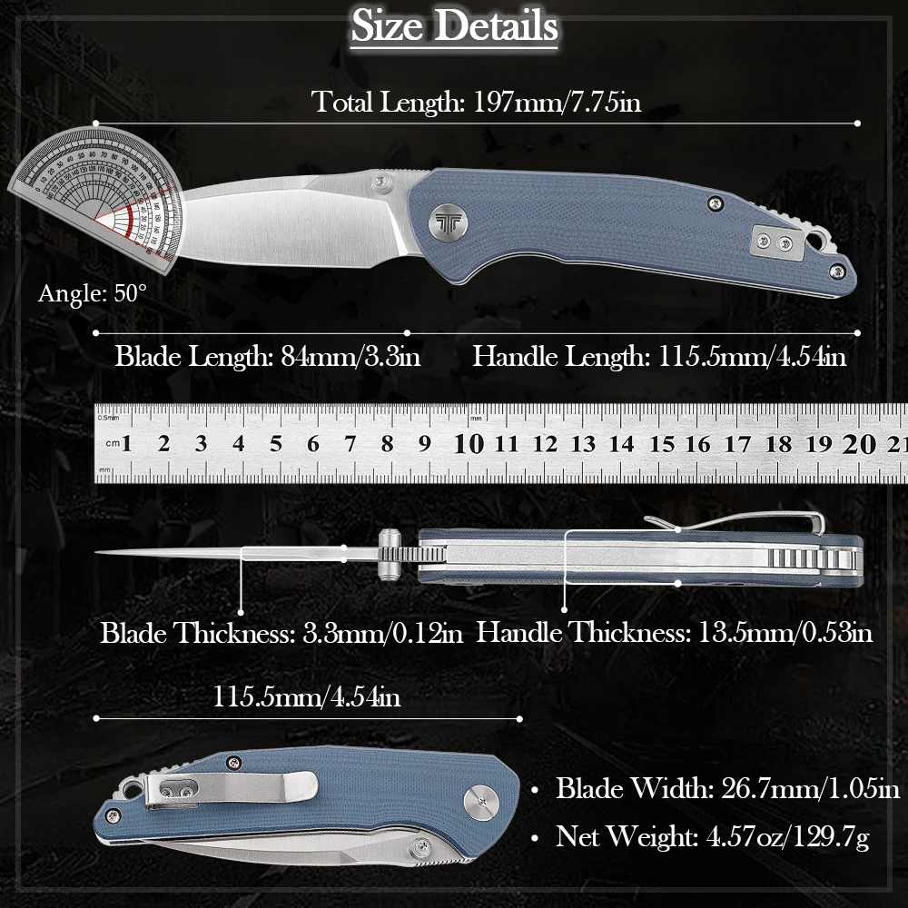 TRIVISA cuchillo EDC plegable con clip y hoja satén - imagen 4