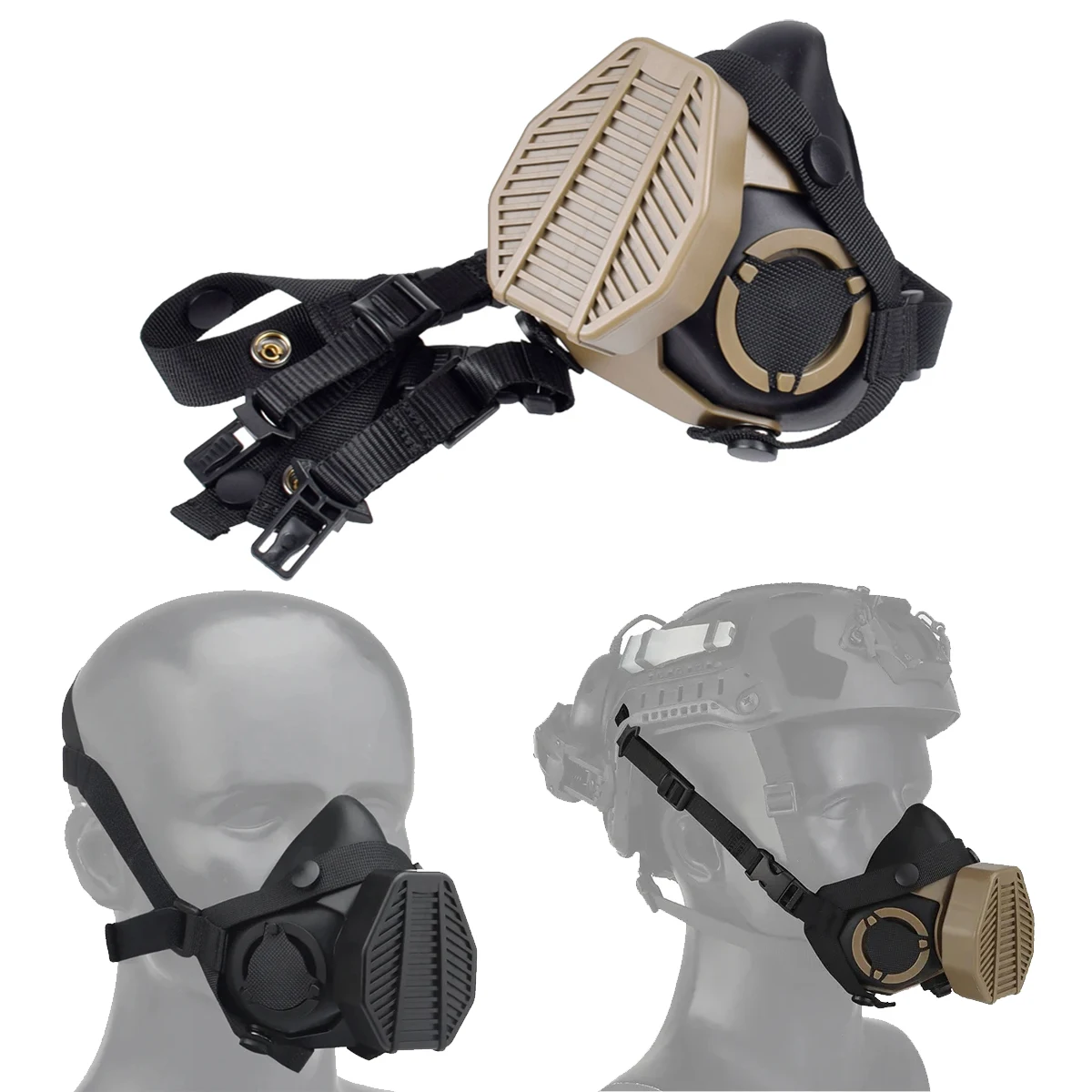 Máscara SOTR para operaciones especiales, media máscara de caza, filtración HEPA contra partículas aerotransportadas, accesorios de respirador táctico