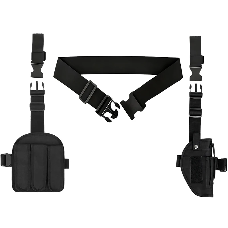 Funda táctica para pierna, caza, tiro, mano derecha, muslo, cinturón de nailon, funda para pistola con bolsa para revistas para la mayoría de las pistolas - imagen 5