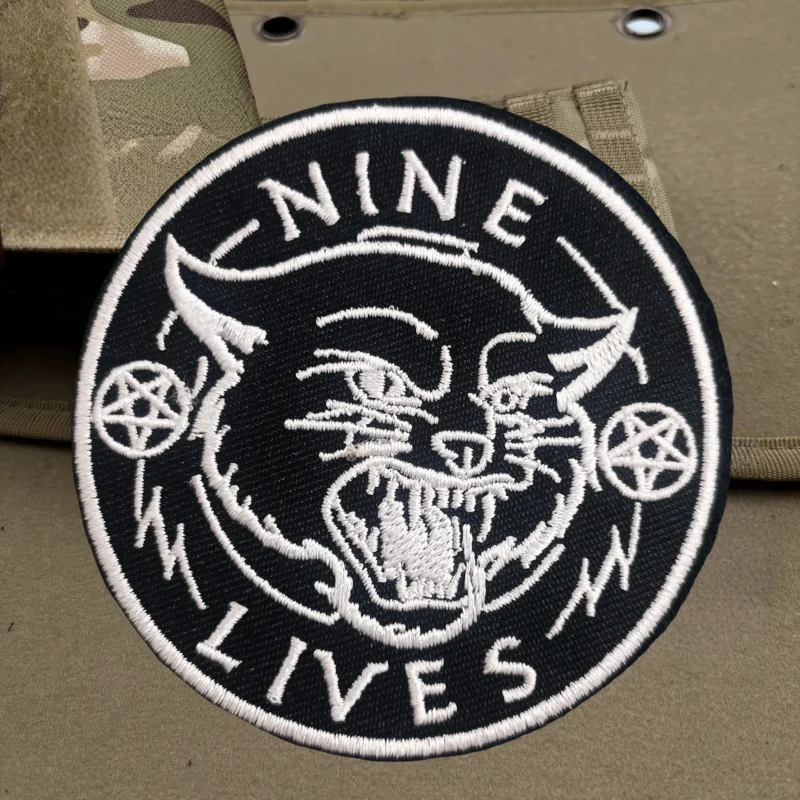 Parche bordado de gato de nueve vidas, chaleco táctico, insignia de moral con gancho y bucle, pegatinas decorativas para mochila, parches para brazalete para ropa - imagen 4