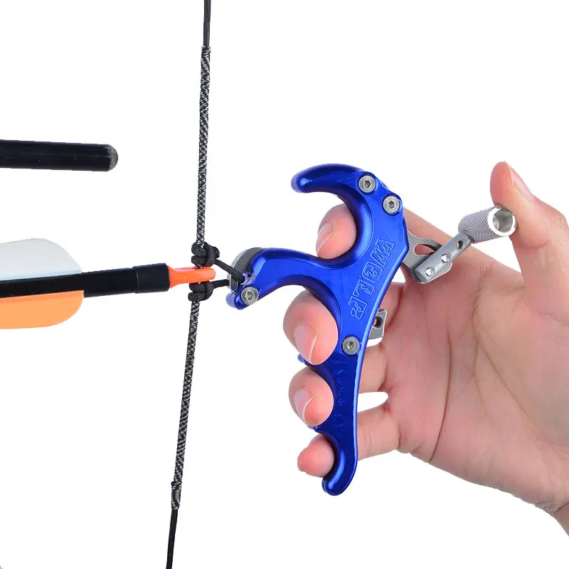 Ayuda de liberación de arco de 4 dedos, aleación de aluminio, arco compuesto de tiro con arco, agarre de gatillo de pulgar para deportes al aire libre, accesorios de tiro de caza - imagen 5