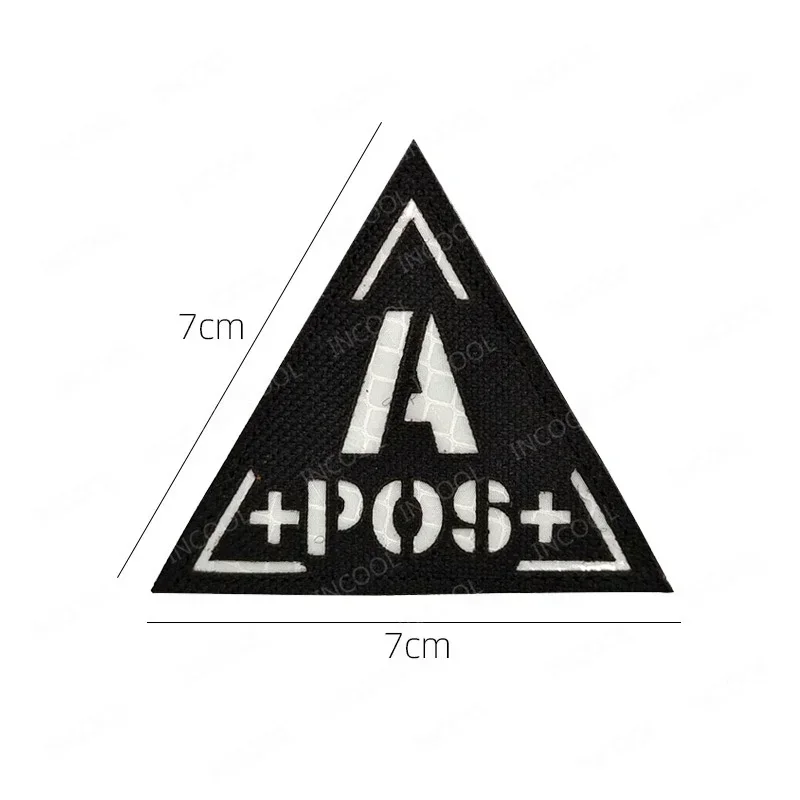 Parche de sangre reflectante tipo A, B, AB O POS, bordado negativo, insignias tácticas decorativas que brillan en la oscuridad para ropa - imagen 4