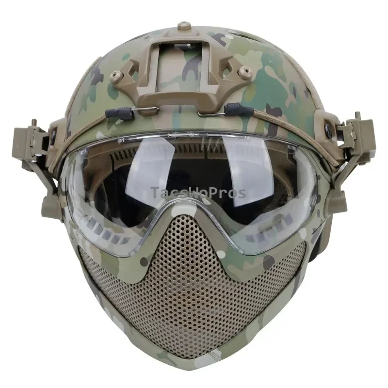 Casco Airsoft con máscara, protección totalmente cubierta, casco táctico de Paintball, máscara CS Wargame, combate, caza, deportes - imagen 4