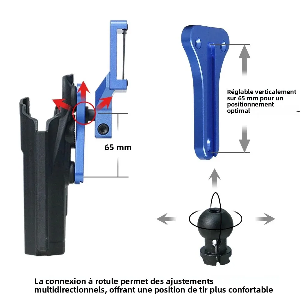 Adaptateur de étui de pistolet en aluminium réglable IPSC, plaque en T tactique SOETAC pour compétition IPSC et IDPA, support universel pour étui - imagen 2