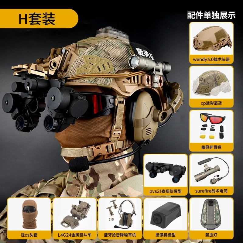 Juego de casco táctico Airsoft wendy con auriculares de comunicación, gafas de visión nocturna, modelo NVG para juegos de rol, tiro con juegos CS - imagen 3