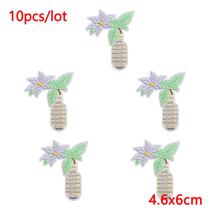 10 unids/lote de parches bordados con letras de dibujos animados para ropa, parches de flores para planchar para sudadera con capucha, insignia adhesiva termoadhesiva - imagen 3