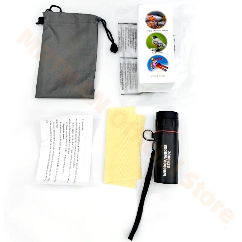 Monocular de largo alcance para acampada y caza, Monocular de aumento 12X HD de 2000x25, accesorio potente para Mini telescopio de teléfono