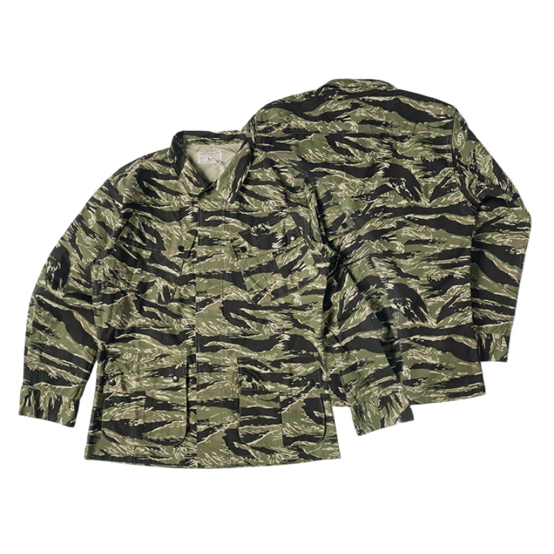 Chaqueta de camuflaje con patrón de tigre, chaqueta de trabajo con múltiples bolsillos para hombre - imagen 5