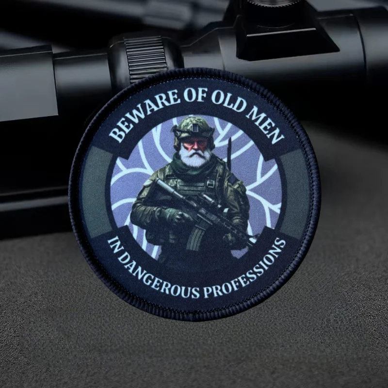 Parches adhesivos decorativos para mochila militar con gancho y bucle para insignia de moral con estampado táctico de anciano para ropa - imagen 4