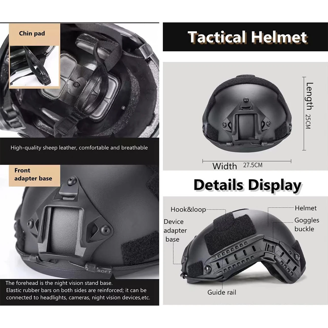 Conjuntos de cascos tácticos Airsoft para exteriores, casco rápido de Paintball PJ con cubierta para casco, modelo de visión nocturna, casco protector modelo NVG - imagen 4