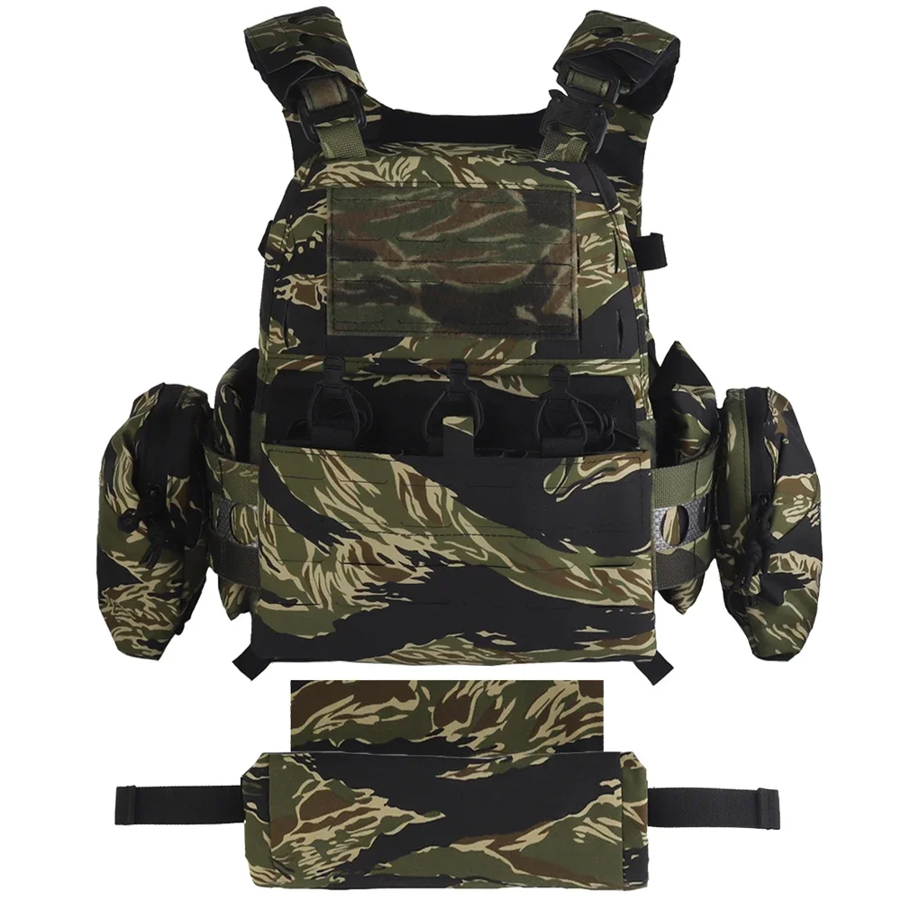 Chaleco táctico Portaplacas estilo Ferro V5 FCPC Tiger Stripes con bolsillos laterales, bolsa triple para revistas, rollo 1 bolsa para traumatismos IFAK - imagen 2