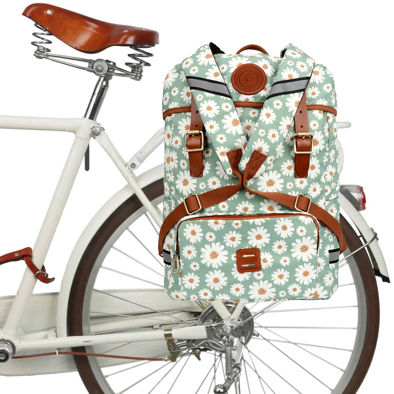 Tourbon-Bolsa de lona para asiento trasero de bicicleta, mochila de hombro para ocio, bolso escolar diario, Estilo Vintage