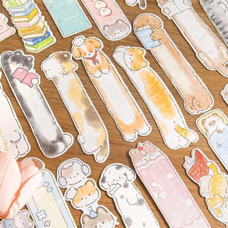 30pcs Gatito Puppy Art Illustrations Lectura marcadores Nota álbumes recortes K1KF - imagen 5