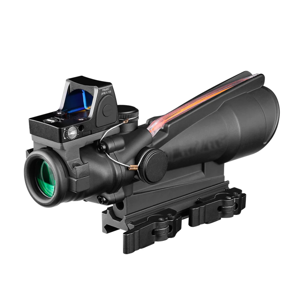 Tacticle-mira telescópica de fibra óptica para caza, Visor de punto rojo Real, montura Killflash QD para rieles de 20mm con marcado, 3,5x35
