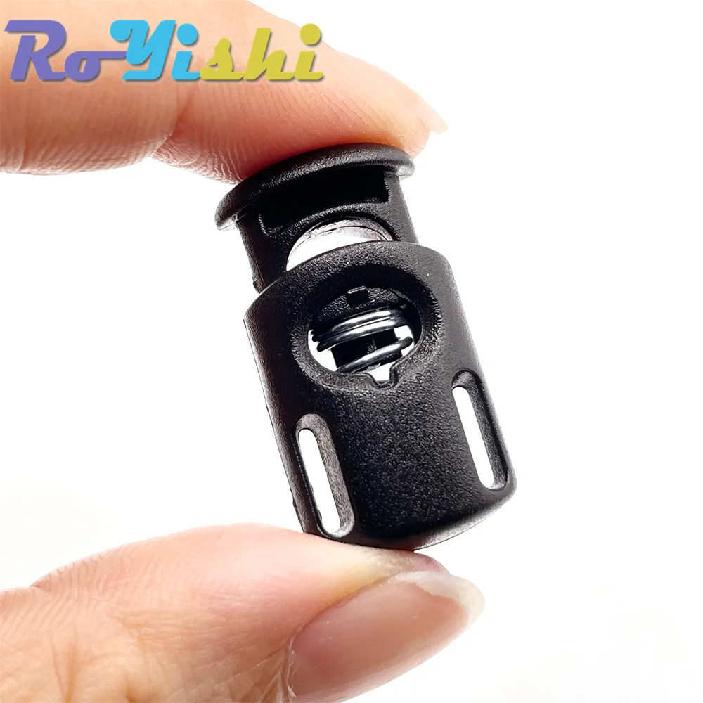 10 unids/pack de bloqueo de cable de orificio simple/doble, tapón de Clip de palanca de plástico negro para bolsas/ropa - imagen 4