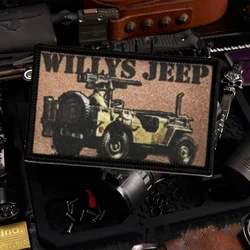 Parche táctico Willys Jeep para ropa, parches de gancho y bucle impresos para coche, brazalete, insignia de moral militar, pegatinas para mochila