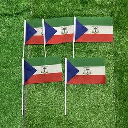 Bandera de mano República Guinea Ecuatorial con asta de plástico