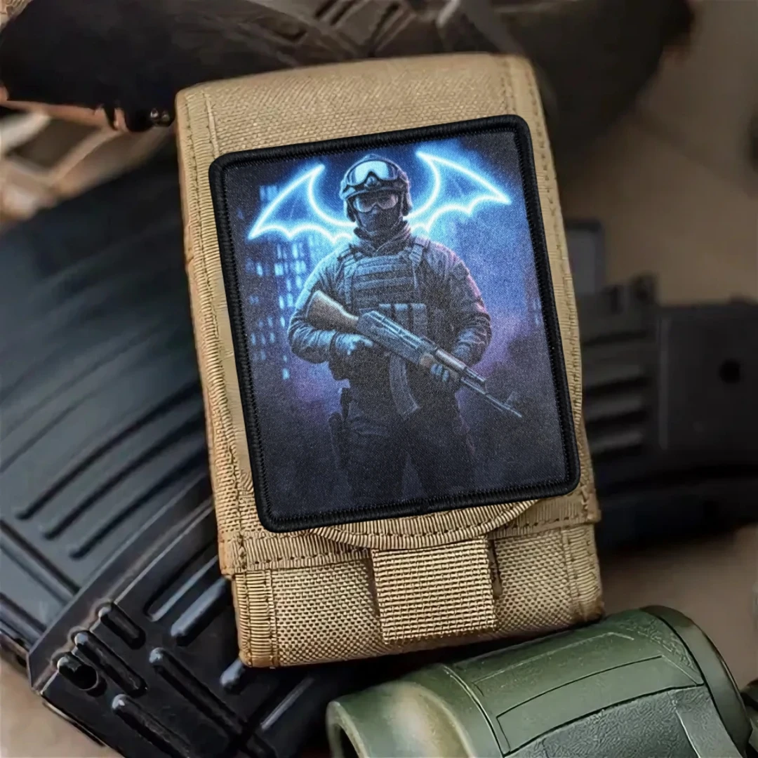 Parche divertido de murciélago de sombra, insignia de moral táctica, soldados Chevron, parches de gancho y bucle impresos para ropa, pegatina para mochila militar