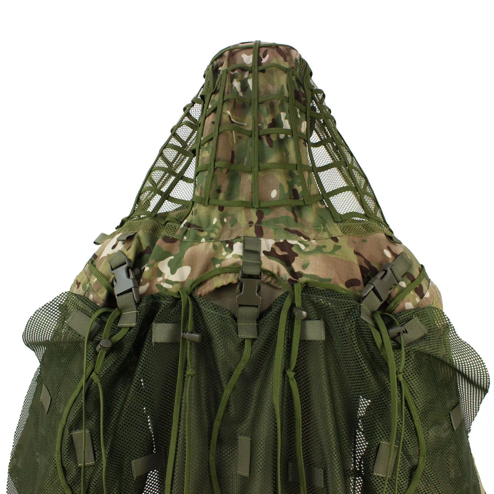 Capa táctica de malla de nailon, mochila de camuflaje Ghillie, color verde militar - imagen 3