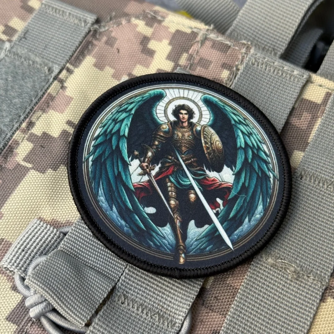 Parche del ejército de moral táctica Chevron "Arcángel Michael", brazalete militar, parches de gancho y bucle bordados para pegatina de mochila - imagen 5