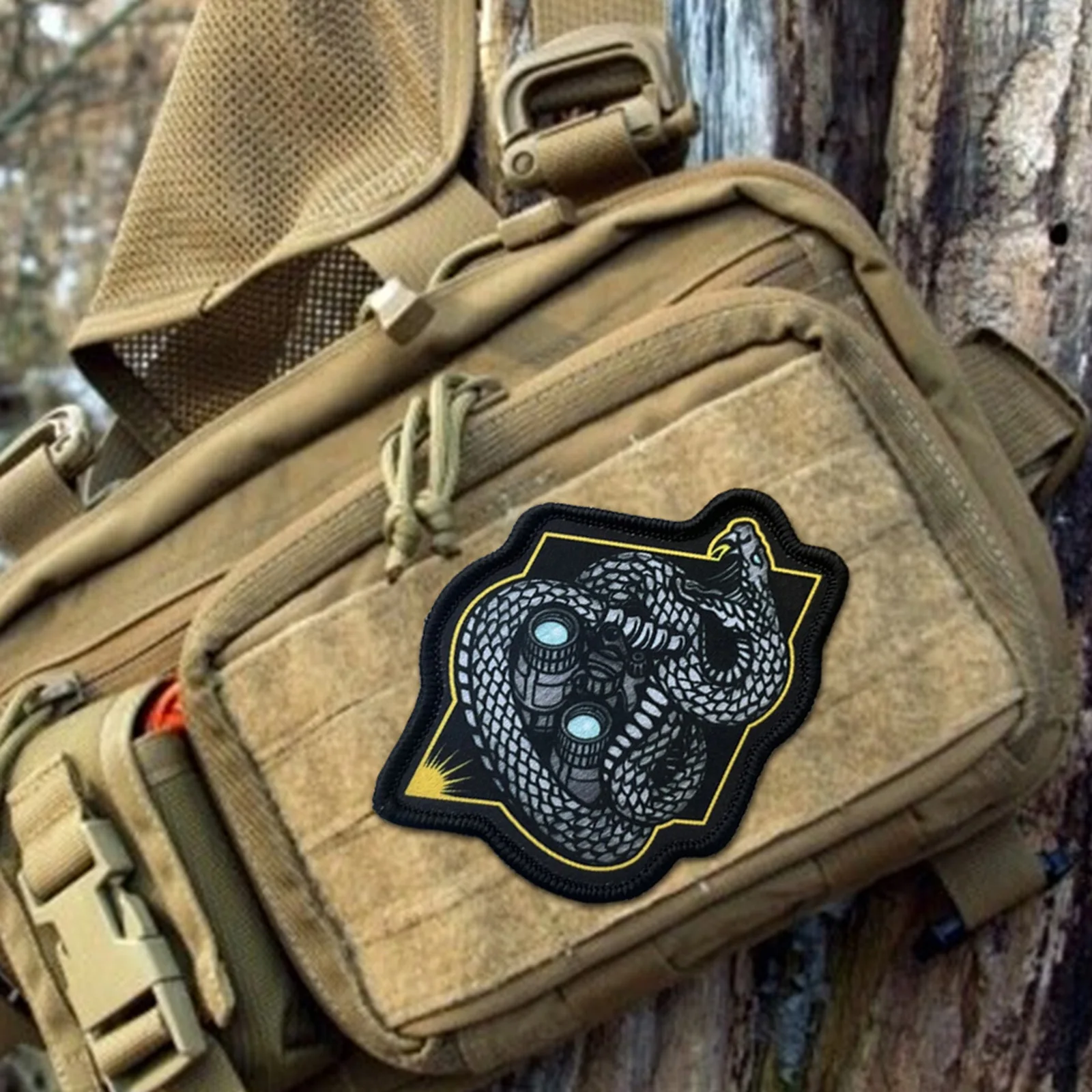 Parche táctico de serpiente nocturna, parches de gancho y bucle, brazalete, insignia de moral del ejército militar, pegatinas para mochila - imagen 3