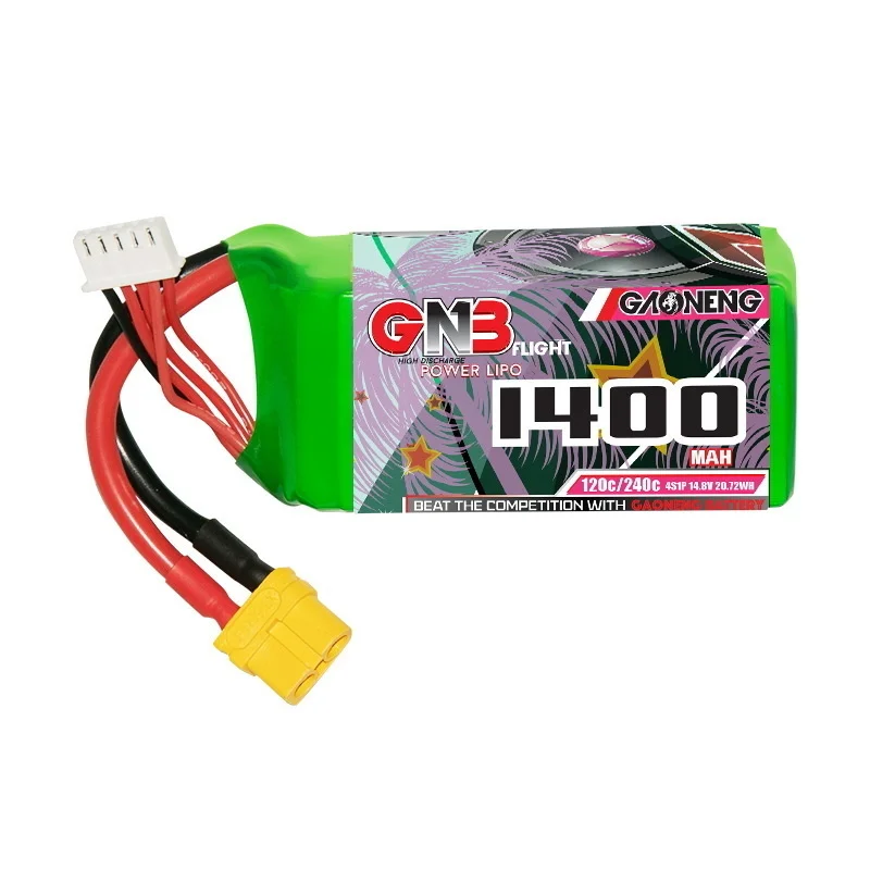 GNB 4S-batería Lipo recargable para Dron, Pila de 14,8 V, 1400mAh, 120C/240C, para cuadricóptero RC FPV, avión, 14,8 V, con enchufe XT60 - imagen 3