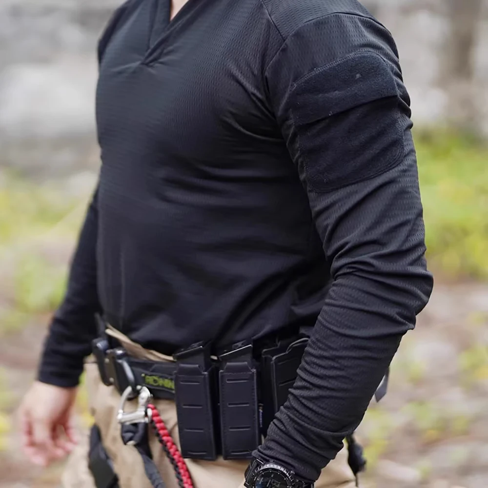 Camiseta de Rugby estilo velocidad táctica, camiseta de secado rápido, camiseta de adiestramiento al aire libre para hombre, camiseta de manga larga con bolsillo en el brazo, camisa de secado rápido - imagen 5