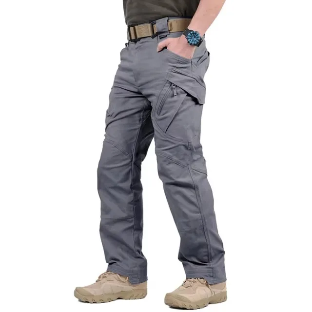 Pantalones Cargo impermeables para hombre, pantalones elásticos con múltiples bolsillos para hombre, pantalones para correr al aire libre, pantalones de senderismo tácticos de talla grande - imagen 2