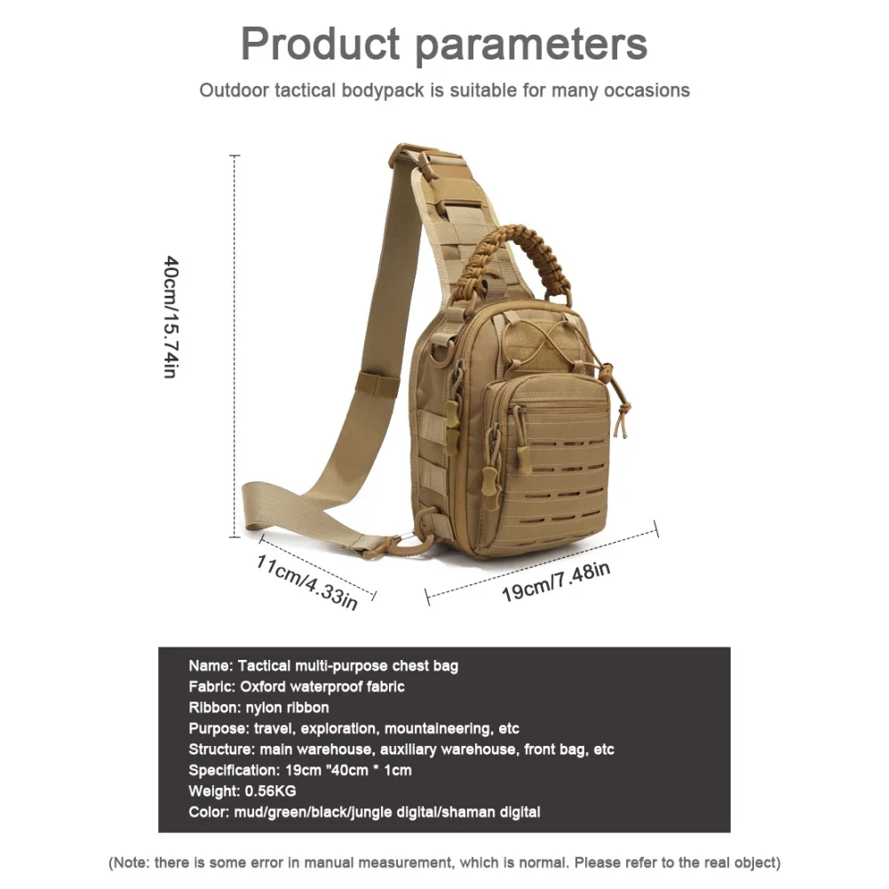 Mochila de un hombro para hombre, bolsa de pecho impermeable para exteriores, senderismo, caza, viaje - imagen 5