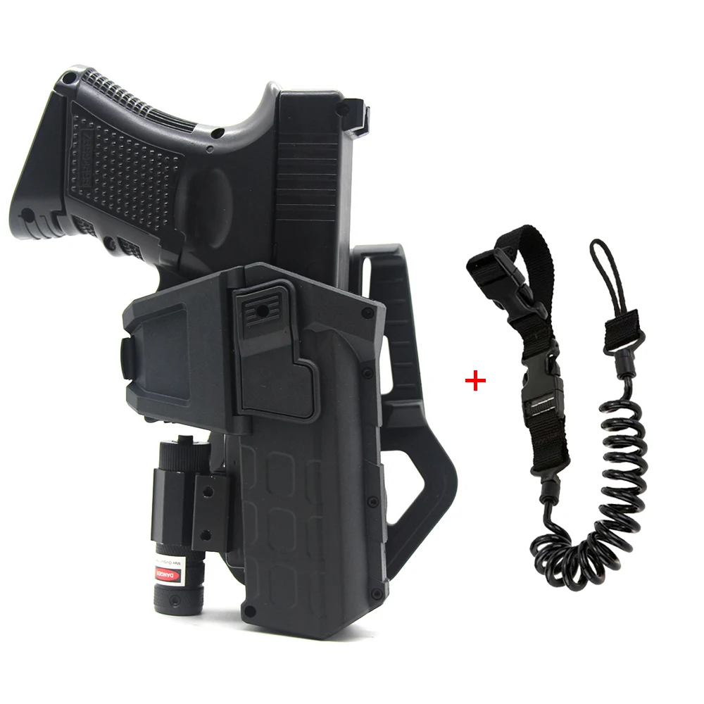 Funda táctica móvil para pistola con cordón de resorte para pistolas GL 17 18 22 26, funda de cintura con linterna o montada con láser - imagen 2