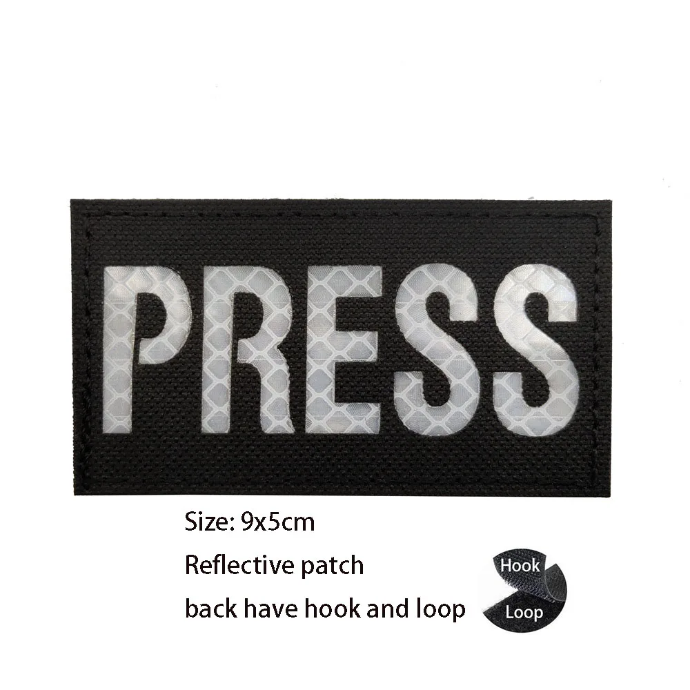 Insignia de bolsa de camuflaje CP reflectante IR, palabras en inglés, prensa, MEDIC, SF, USAF, K9, fuego, brazalete de pasta para ropa con parches de gancho y bucle - imagen 4