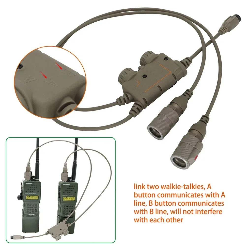 Conector táctico de comunicación Dual U94 PTT RAC, Conector de 6 pines para walkie-talkie PRC 148/152/163, Airsof COMTAC militar - imagen 3