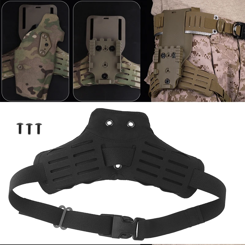 Sistema de Panel de pierna caída táctica, funda de 3 orificios, montaje MOLLE/PALS, Compatible con caza al aire libre, Airsoft, liberación rápida