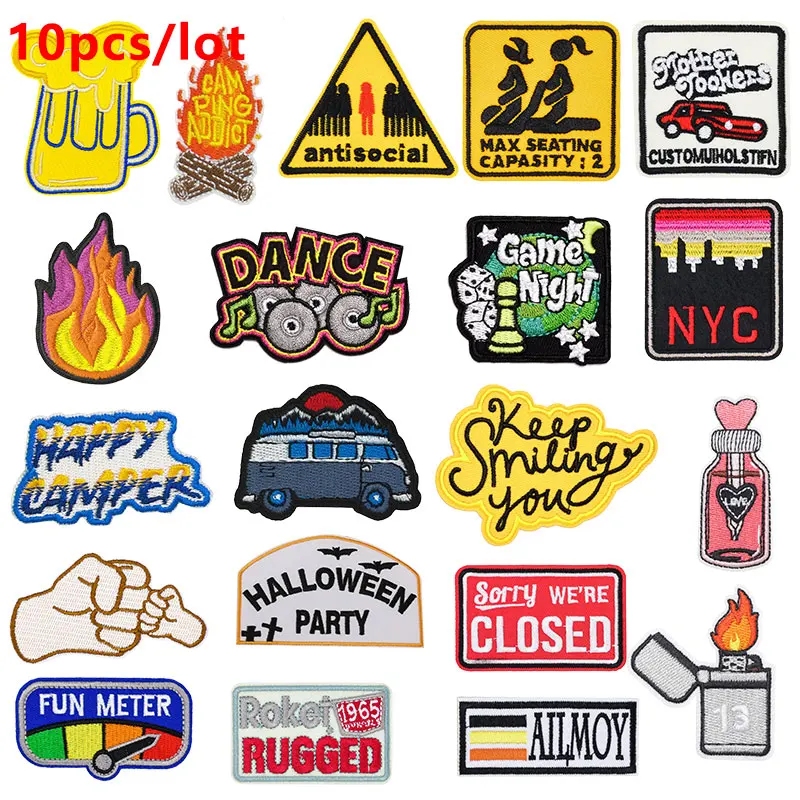 10 unids/lote parches termoadhesivos Punk Hip Hop para ropa-parches bordados de letras 2025 - imagen 2