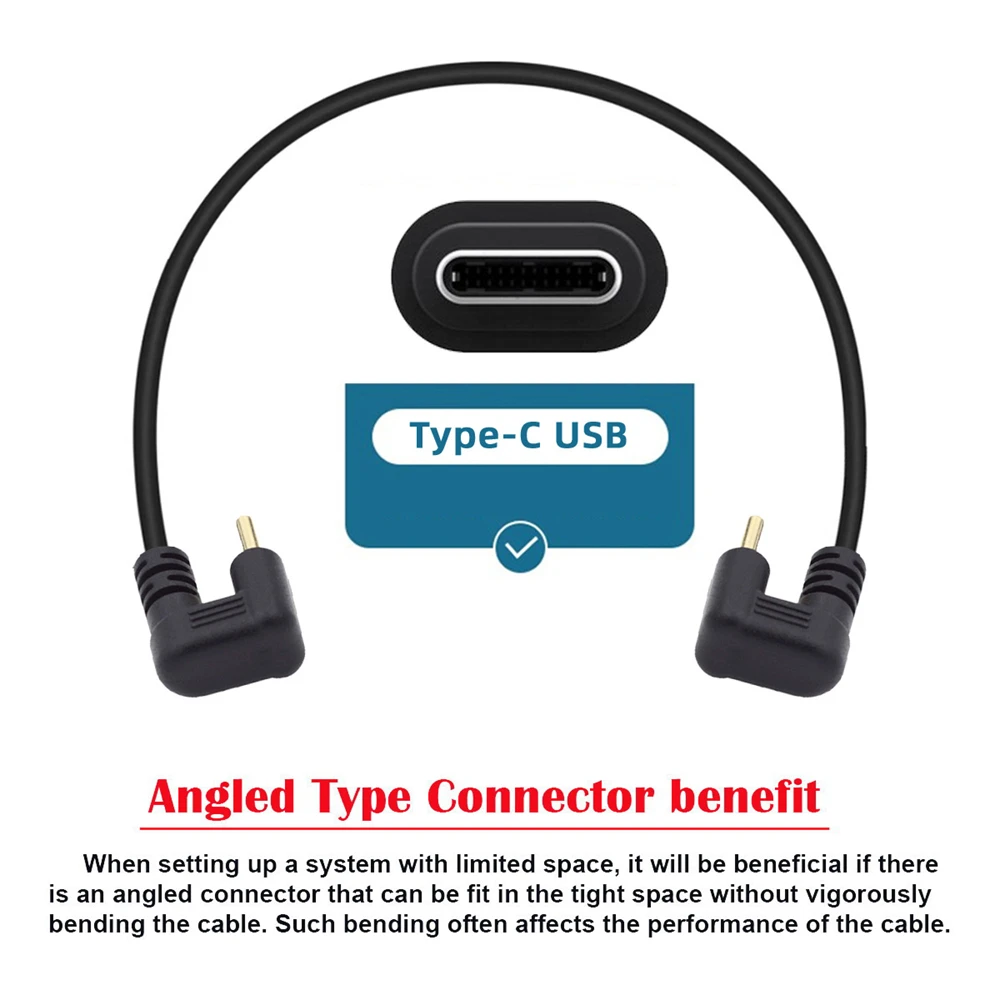 Cable de codo chapado en oro, USB 3,0 tipo C, macho a macho, Cable de vídeo de datos de alimentación de 10Gbps para NS Switch, teléfono y computadora portátil - imagen 4