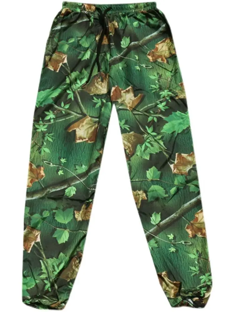 Pantalones largos de pesca de camuflaje biónico transpirables de verano, pantalones cómodos de jungla de talla grande para hombre, pantalones largos con cintura elástica - imagen 3