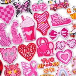 옷에 대한 패치에 핑크 스타일 철 청바지에 대한 열 접착 패치 소녀 사랑 자수 패치에 바느질 패션 디자인 스티커