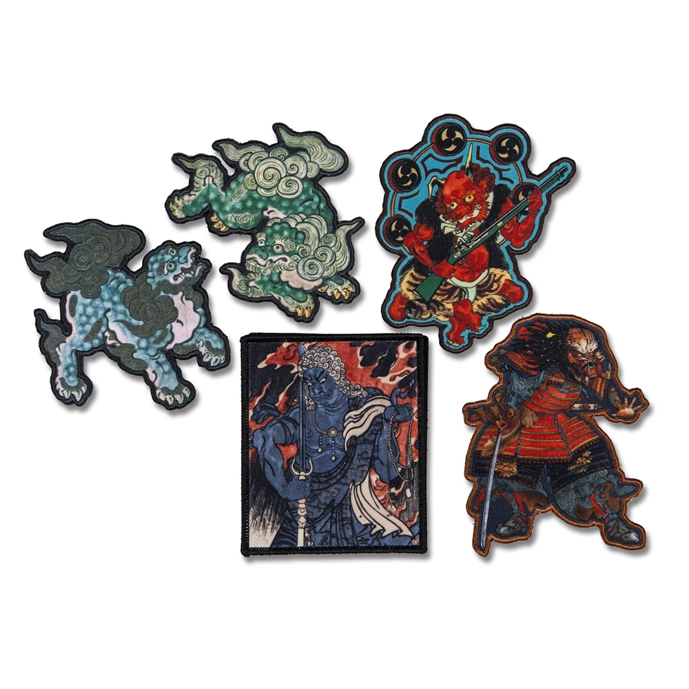 Parche estampado estilo Ukiyo-e, brazalete táctico Predator Acala Thor Lion para decoración de ropa y mochilas
